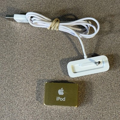 Apple iPod Shuffle 2nd Generation A1204 1GB Gold w/ OEM Charging Dock, Powers On