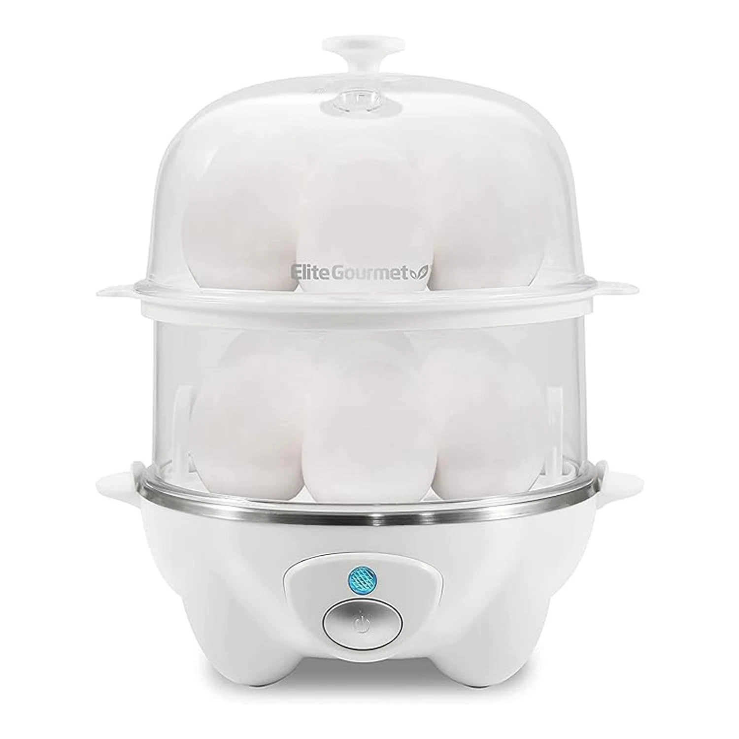 EGC1405W 2-Tiered Rapid Egg Cooker, 5-Egg Poacher, Omelets, Soft, Medium, Har...