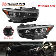 LED Headlight Headlamp Black Bezel Left Right For 2014-2022 INFINITI Q50 w/o AFS