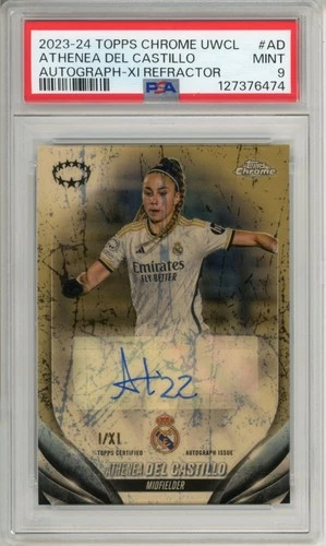 2023 TOPPS CHROME UEFA UWCL ROMAN NUMERALS AUTO ATHENEA DEL CASTILLO I/XI PSA 9