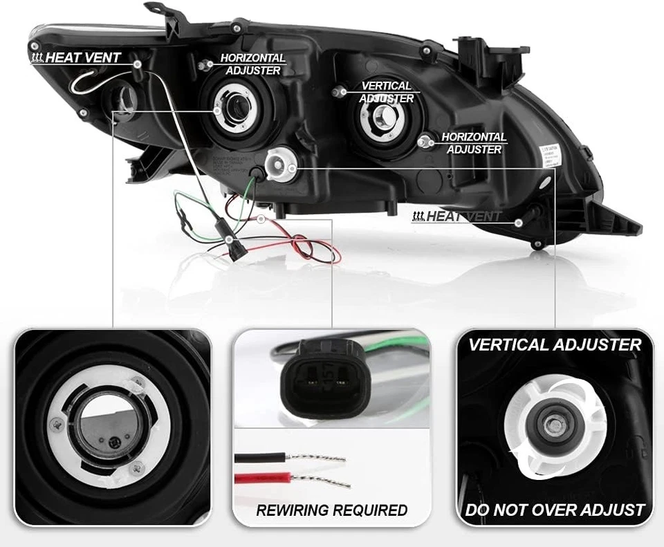 Fits For 2011-2013 Toyota Corolla Black Projector Headlight Assembly LED DRL - Image 3 of 4