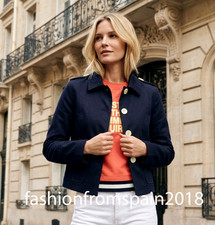 ZARA NEW WOMAN CONTRAST BUTTON POCKET BLAZER JACKET DARKNAVY XS-XXL 4840/700/422
