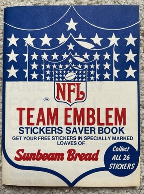 1975 NFL CLOTH Sunbeam Bread football Team emblem sticker saver coloring book 1
