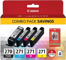 Genuine Canon 0373C005 (PGI-270; CLI-271) Inks & Paper Pack 50 Sheets 4 x 6