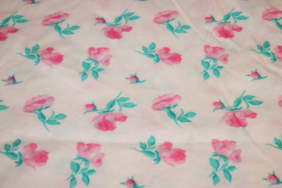 Pink Flowers on White Knit Fabric 1 Yard 62 Wide - Image 4 of 4