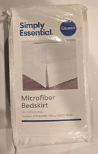Simply Essential Microfiber Bed Skirt Queen Size Cream 14" Drop 60x80 New