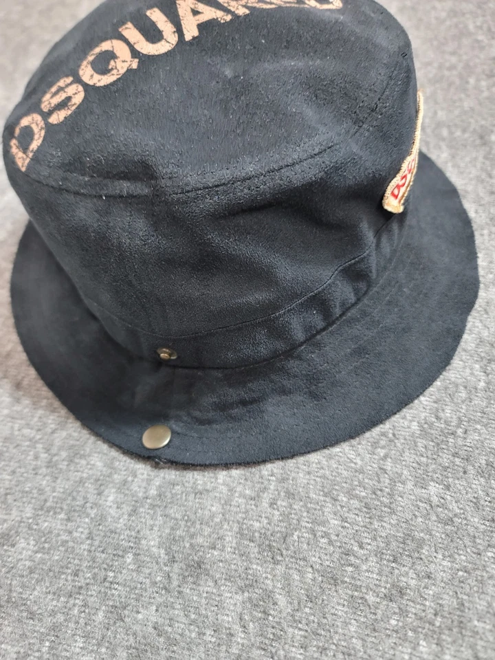 Dsquared2 Unisex Adultos Sombrero Cubo Talla Única Negro Gamuza Logo Raro  Foto 4 de 4