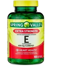 Spring Valley Extra Strength Water Dispersible Vitamin E Softgels 450 mg 100 Ct.