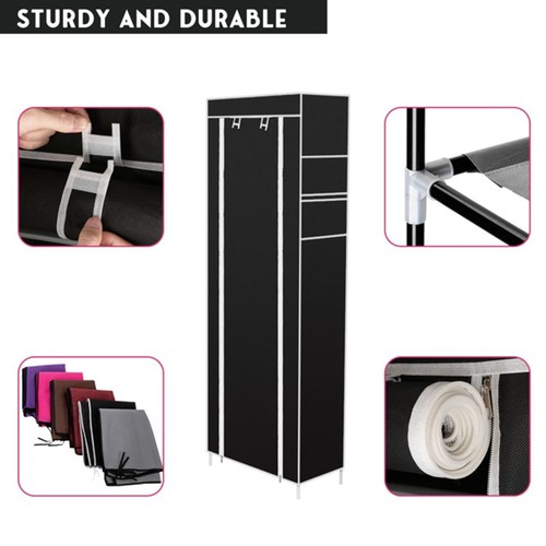 10 Tier Shoe Rack Black Non-Woven Fabric 9 Lattices Space Saving Storage Unit - Picture 2 of 11