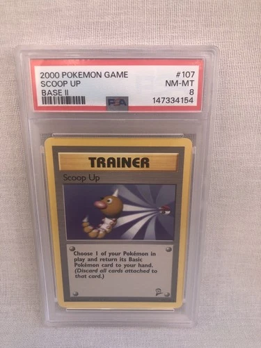 PSA 8 WOTC 2000 Base Set 2 Scoop Up 107/130 Non Holo Rare Card NM-MT