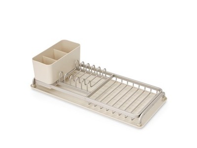 SinkSide Compact Dish Drying Rack (Soft Beige), Space-Saving Countertop Dish ...