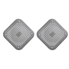 2pcs Shower Drain Hair Catcher 5.7" Dia with Detachable Suction Cup Gray