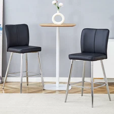 Set of 2 Bar Stools PU Upholstered Bar Chairs Counter Height Dining Chair