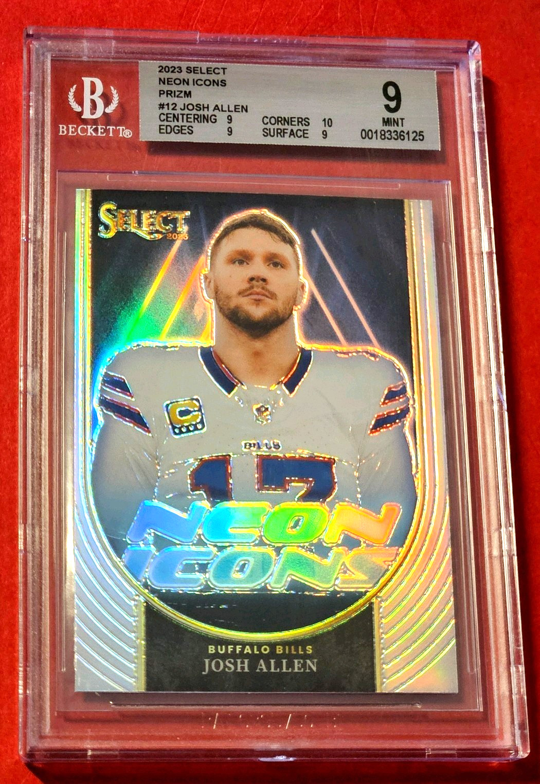 2023 Panini Select - Neon Icons Josh Allen #NI-JAL Silver Prizm BECKETT MINT 9