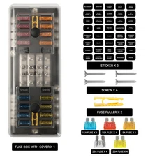 Fuse Box 16 Way Blade Block Cover Holder RV Auto Marine Car Waterproof 12V 32V