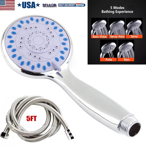 Shower Head High Pressure 5 Settings Spray Handheld Shower Heads With ...