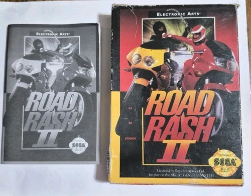 NO GAME!! Road Rash II Box Manual ONLY Sega Genesis 1993 Cardboard Vintage