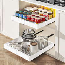 2 Pack Expandable Pull-Out Cabinet Organizers 12.6-20.4" W X 21" D - Upgraded
