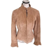 Kenar Women's Brown Suede Leather Jacket Size 10 Long Sleeve