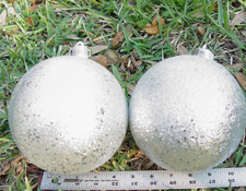 2pc Large 6" Silver Glitter Christmas Ball Ornaments Shatterproof Holiday Decor