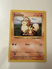 Pokemon TCG WOTC Base Set Shadowless Growlithe Card 28/102 Uncommon LP 1999