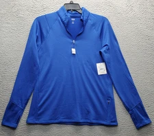 DSG Activewear Top Women Blue Large Brave The Cold Thumb Hole Sleeve Quarter Zip