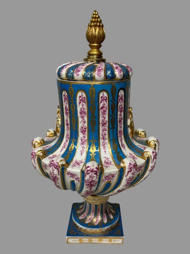 Antique Sevres French Porcelain 14" Covered Bolted Urn Vase - Picture 2 of 10