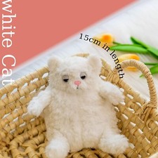 Mini cute white realistic soft cat plush toy doll 5.91 inches kids gift