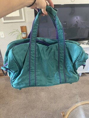 Members Only Bag Vintage 80s Duffel Bag Suitcase Teal and Purple