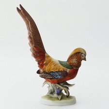Lefton GOLDEN PHEASANT Porcelain 7  1/2" Bird Figurine - KW 1538A - Sticker