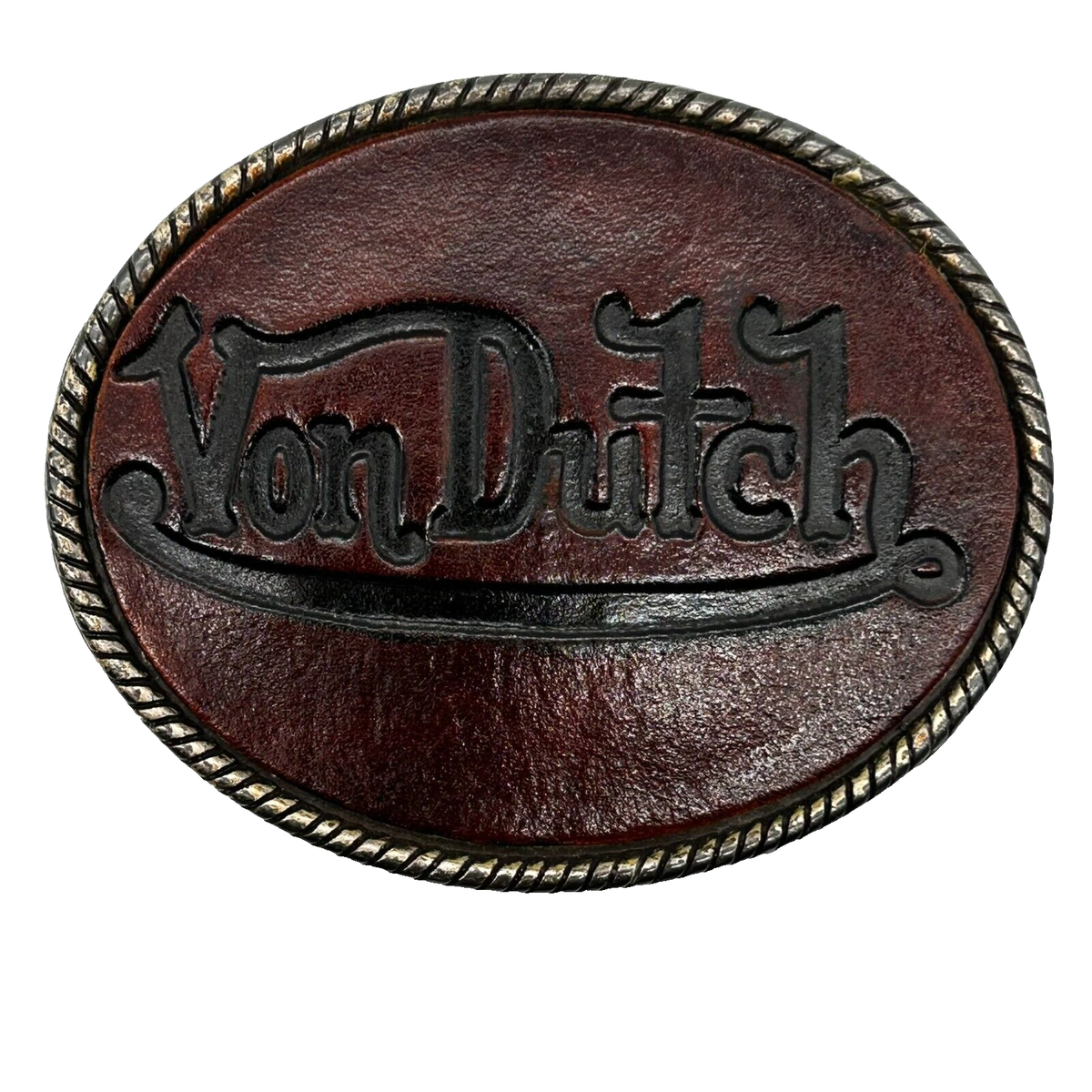 Rare Von Dutch Brown Leather Metal Belt Buckle Spain | eBay