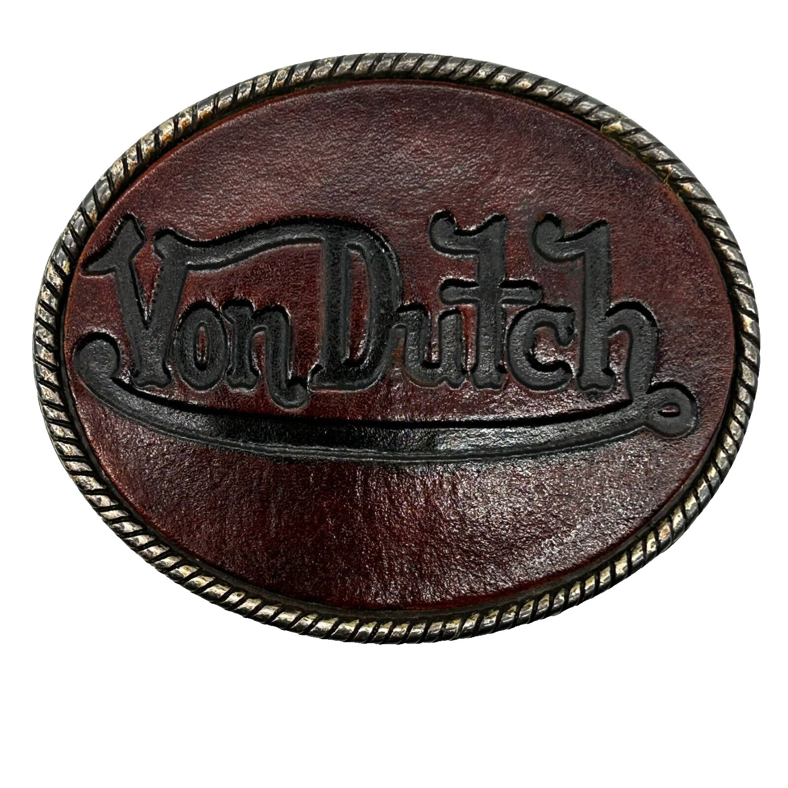 Raro Von Dutch Cuero Marrón Metal Hebilla España