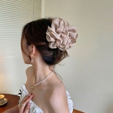 Chiffon Ribbon Flower Rose Hair Clips Women Hairpin Bow Grab Clip Hair Claw