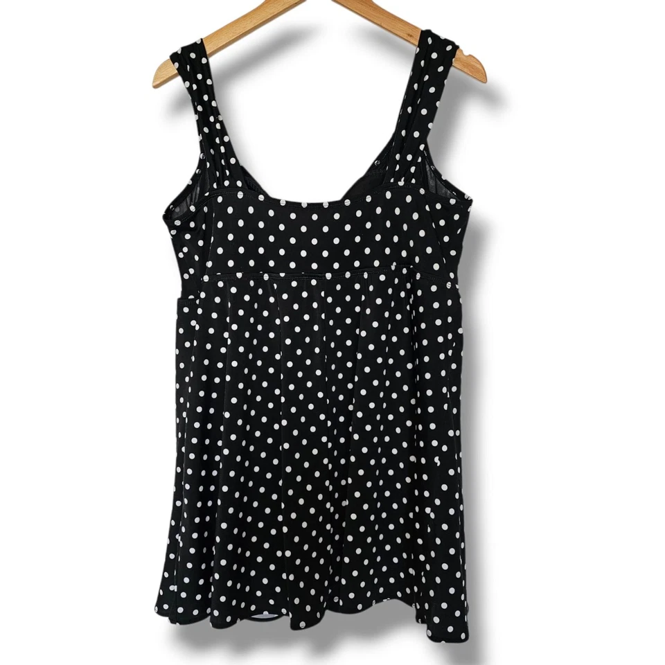 Vestido de baño a lunares blanco negro talla 22W lazo delantero adjunto inferior Foto 2 de 4