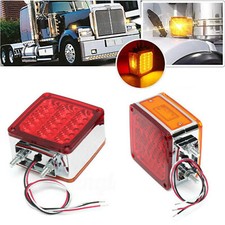 2 Square Dual Face Stud Mount Pedestal Cab Fender Turn Signal Light 39 Led Truck