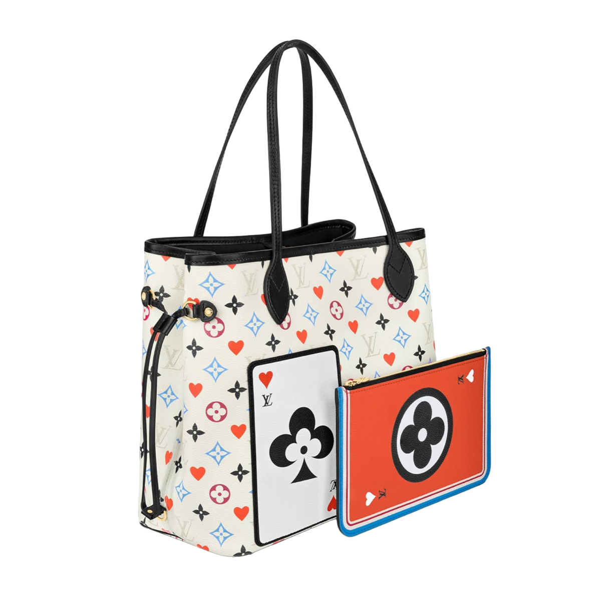 Louis Vuitton Game On Neverfull MM White Red Heart Tote Top Handle