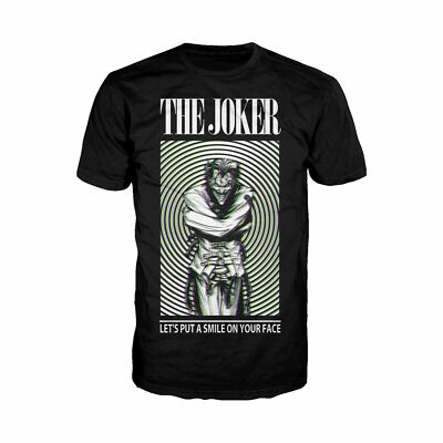 DC Comics Joker Poster Swirl Smile Official Men's T-Shirt Black Girt Shirts 
