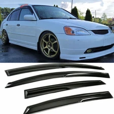 For 01-05 Honda Civic 4DR Sedan JDM 3D Wavy Mugen Style Window Visor Rain Guards