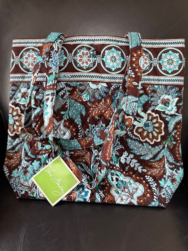 VERA BRADLEY JAVA BLUE Quilted Tote Button Close Shoulder Purse New With Tags