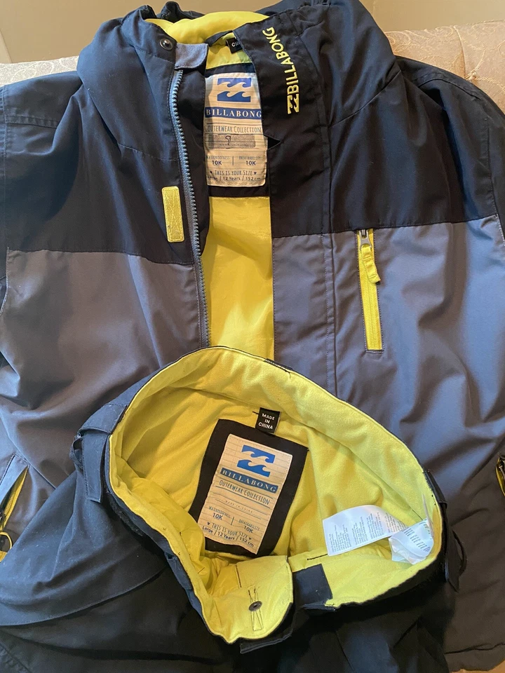 Chaqueta de esquí y pantalones de esquí Billabong para niños talla grande ~ 12 años ~ negro/amarillo Foto 2 de 4