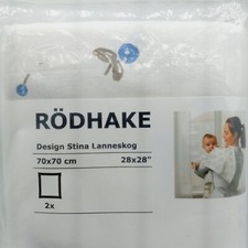 New IKEA RODHAKE 2 pc 28" x 28" Receiving Swaddling Blankets dots W/ blueberries