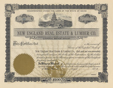 New England Real Estate & Lumber Co. Stock Certificate (Kittery, Maine)
