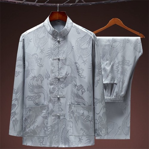 Tang Suit Men Hanfu Chinese Traditional Clothes Kung Fu Tops and Pants - Picture 16 of 18