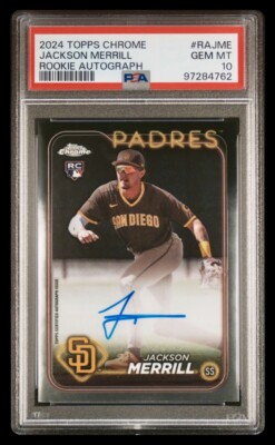 2024 Topps Chrome Jackson Merrill RC Auto PSA 10 - San Diego