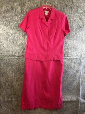 Miss Dorby Womens Jacket A-Line Dress Outfit Size 12 Petite Dark Pink Line Blend