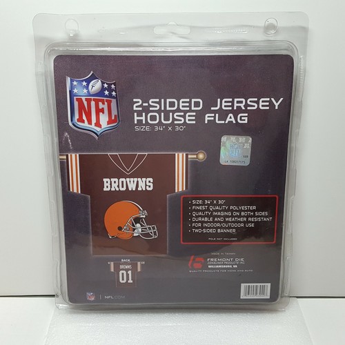 Cleveland Browns Two Sided FOOTBALL JERSEY House Garden Vertical Flag 34" X 30" - Afbeelding 1 van 5