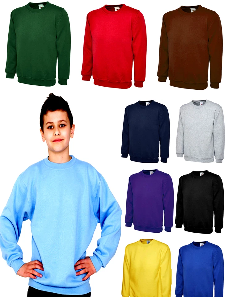 UNEEK Children's Sweatshirt Age 2 - 16 Boys Girls Kids Premium Plain Jumper