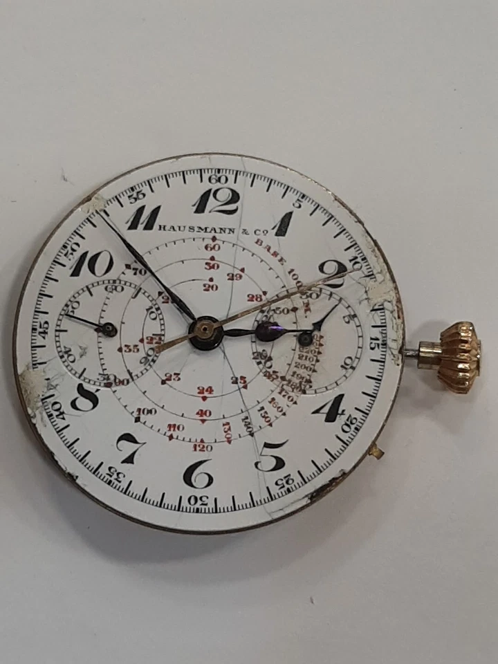 Hausmann & Co movimento Crono Monopulsante Non Funzionante X RICAMBI Raro - Immagine 3 di 4