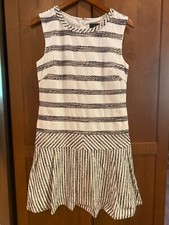 J Crew dress size 4 pleated sleeveless striped short white and black