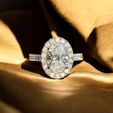 Diamond Wedding Ring Oval Cut Lab Grown 1.5 Carat IGI Certified 950 Platinum